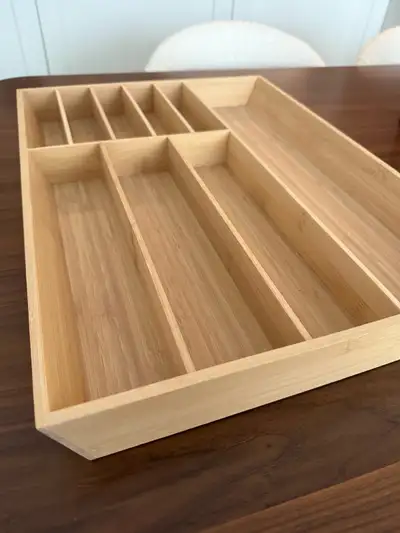 This is an Ikea bamboo drawer organizer in good condition, perfect for keeping your kitchen tidy and...