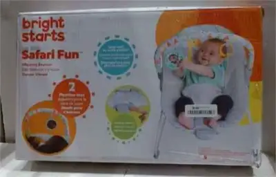 Bright Starts Safari Fun Vibrating Baby Bouncer with Toy Bar, View more