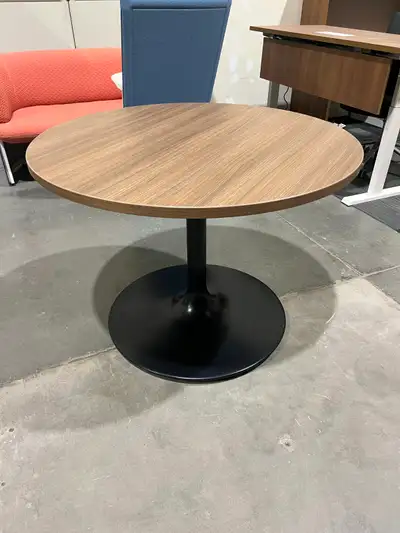 High pressure wood laminate top with heavy duty, counter weighted trumpet base https://shop.makespac...