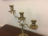 Vintage Antique Solid Brass 3 CANDLE CANDLEHOLDER Made in India