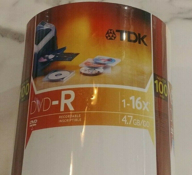 SOLD-----TDK DVD-R 1-16x 4.7 GB Recordable Disk, Sealed 100 Pack in CDs, DVDs & Blu-ray in Mississauga / Peel Region - Image 4