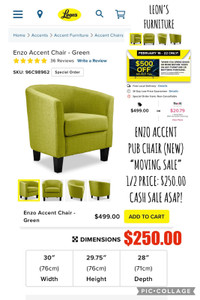 NEW ACCENT / PUB CHAIR FROM LEON’S FURNITURE - $250.00 CASH 