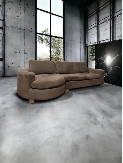 Modern Grey sectional round chaise