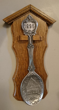 Vintage German Pewter Spoon w/ Wooden Rack 1995 Frieling Zinn