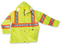 New Hi-Vis CSA Lime Green 300 Denier Polyester Rain Jacket Large