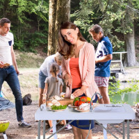 2-in-1 Folding Table with Faucet and Sinks Portable Outdoor Camp