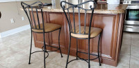 Counter Stools - Like New, solid Iron and recently reupholstered
