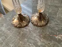 Vintage Crystal Bud Vase with Silver Base