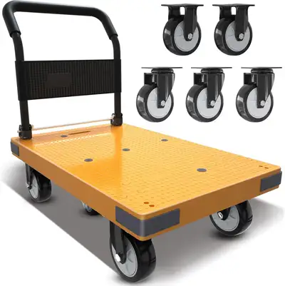 Yellow Folding Flatbed Dolly, View more