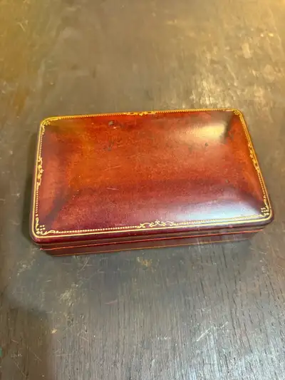 Mid-Century Vintage Italian Leather Trinket Jewelry Box, View more