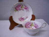 Rare Roslyn Pink & Lavender Iris Cup & Saucer R22