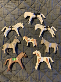 Lot of 8 Vintage 1974 Playmobil Geobra Horses & Donkeys