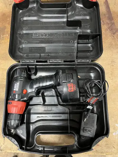 Black and Decker battery drill and case Location is Lakeside