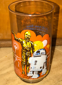 VINTAGE 1977 STAR WARS C-3PO R2-D2 BURGER KING PROMO GLASS