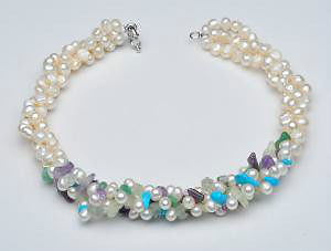 Beautiful  Freshwater Pearl and  Precious stone chips Necklace in Jewellery & Watches in Dartmouth - Image 3