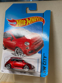 HOT WHEELS Fiat 500 Red Car HW CITY Chrome Rims