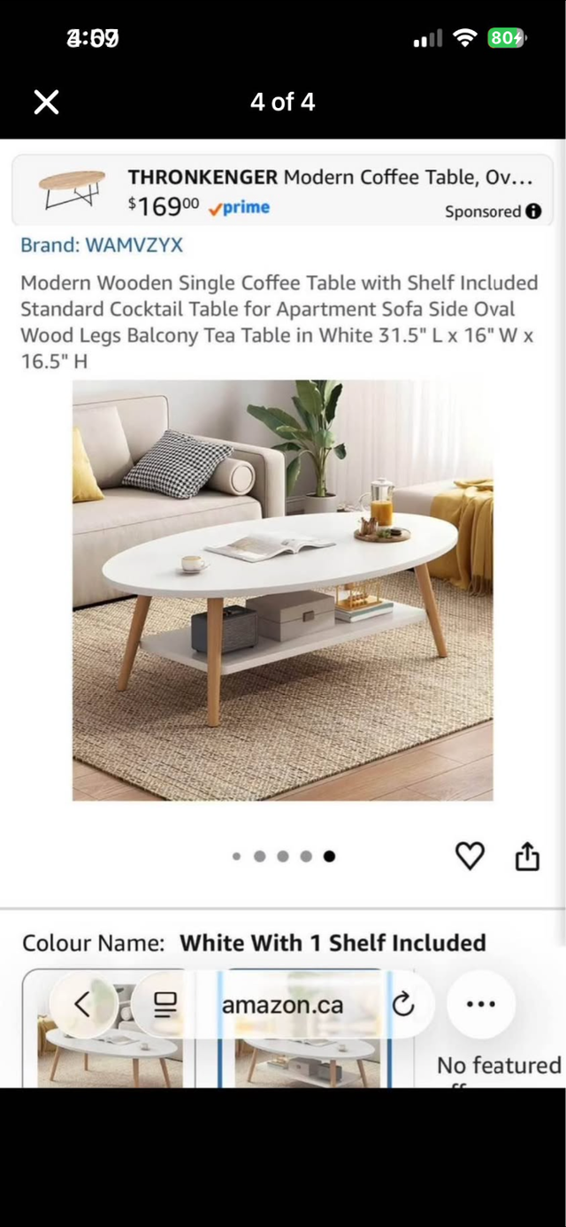 White coffee table in Coffee Tables in Ottawa - Image 5