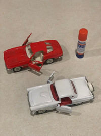2 Majorette Corvette/Thunderbird  1/32 Replica Toy Cars