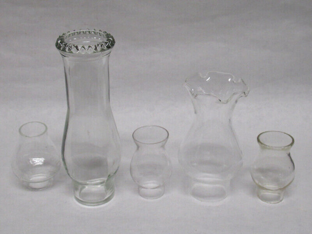 VARIOUS  CLEAR  GLASS OIL  LAMP CHIMNEYS  VINTAGE in Indoor Lighting & Fans in London - Image 4