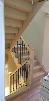 New Red oak staircase Renovation with spindles,post and handrail