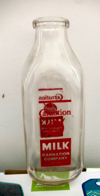 Vintage Glass  Carnation Milk  Bottle 