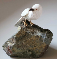 Vintage Gem Birds Original Handcrafted Bird Figurine on Pyrite 