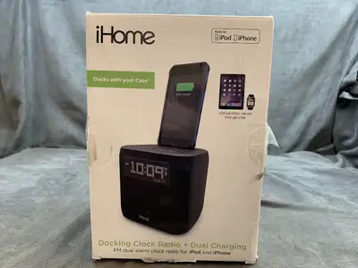 iHome IPL24 Docking Clock Radio + Dual Charging FM Alarm Clock, View more