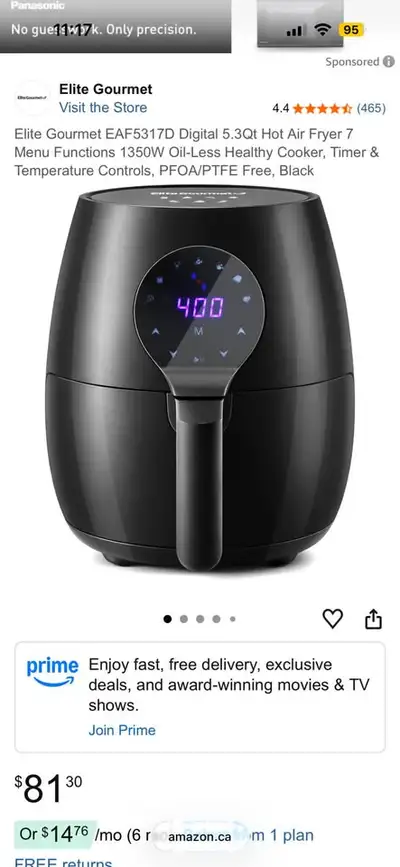 Elite Gourmet Single Basket Air Fryer, View more