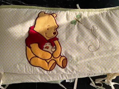 Baby crib padded bumper protector and fitted crib sheet, View more