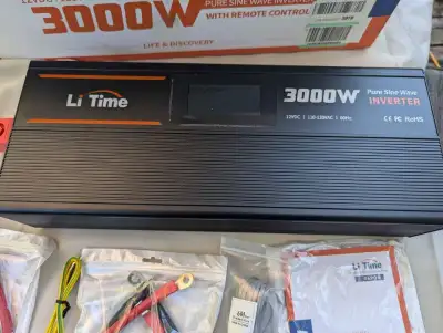 3000 watts inverter with 6000 watts peak of surge, pure sine wave, new in open box with all parts in...