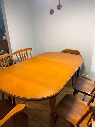 Wood table and hutch, View more
