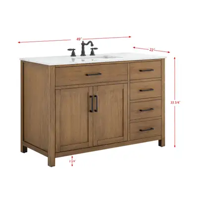 BRAND NEW 48" Single Bathroom Vanity With Engineered Marble Top, View more