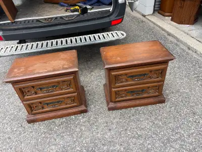 Free delivery antique Pair of Vintage Wooden Nightstands, View more