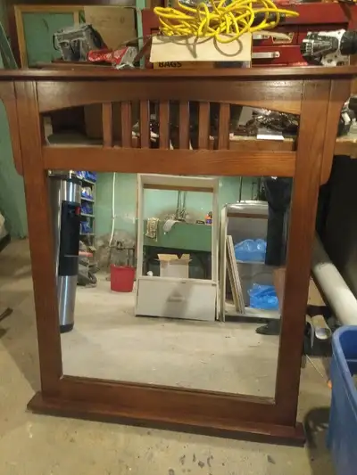 Large mirror with wood frame, View more