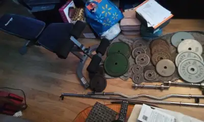 Progression Weight Bench, 170lbs of Weights,  Bars, View more