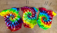 Tie dyed onesies for babies.  $20 each or two for $30