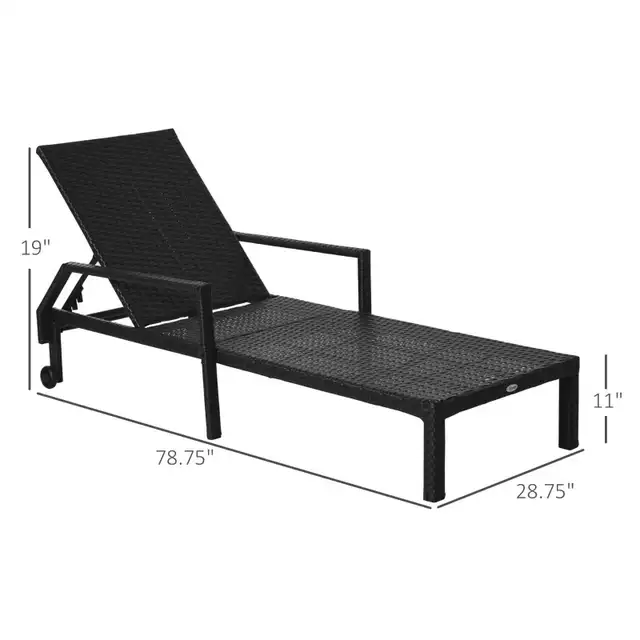 Wicker Chaise Lounger PE Rattan Outdoor Lounge Chair Garden Chai in Chairs & Recliners in Markham / York Region - Image 2