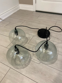 3-Head Glass Hanging Light for Kitchen Island and Dining Room