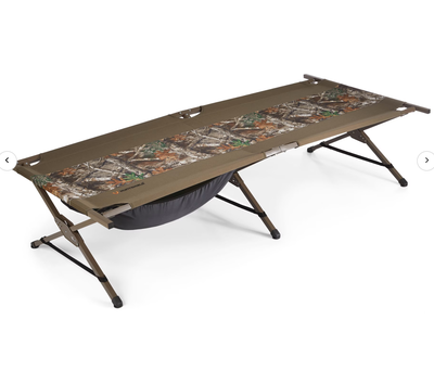 Features Huntshield Camouflage Camp Cot features an easy-fold frame system for easy transport and st...