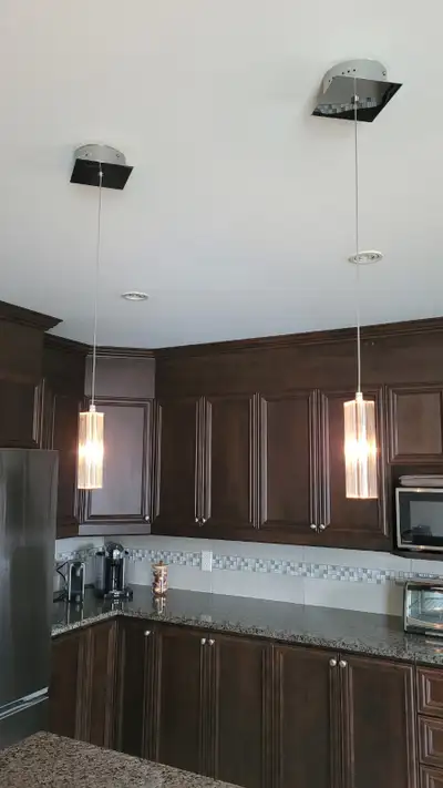 2x Luminaires suspendu verre /chrome 2x Glass Pendant Light, View more