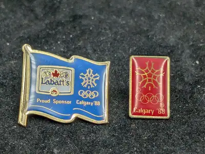 Calgary 1988 Winter Olympic Pin Pair Labatt's and Red 88 Pin, View more