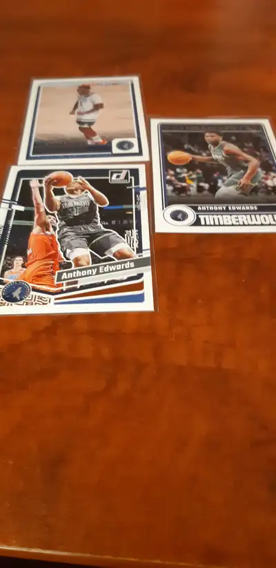 3 ANTHONY EDWARDS BASKEBALL CARDS, View more