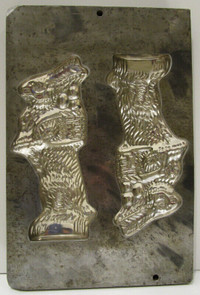 VINTAGE 2 STANDING RABBITS CHOCOLATE MOULD TRAY FOR USE/DISPLAY