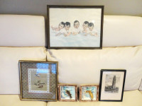 5 Art Pictures - Dionne Quintuplets, Boston Stump, Clay Fish, +