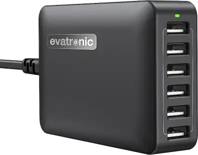 Evatronic 60W USB Charger, 12A 6-Port Desktop USB Charging Hub, View more