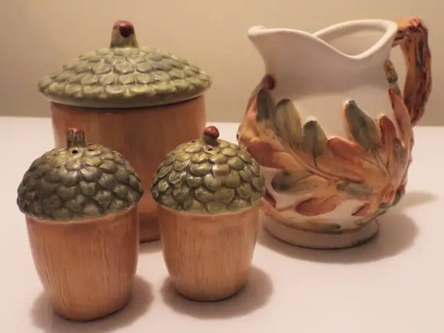 Autumn Leaves cream, sugar, salt & pepper set by Hallmark63815757184513121