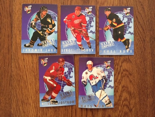Lot of 17 mint 1992-93 Fleer Ultra Import insert hockey cards in Hobbies & Crafts in City of Toronto