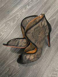 AQUAZZURA Black Lace Designer Heels