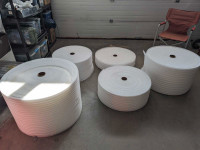 Industrial poly foam wrap. 5 rolls, various widths 1/8th thick