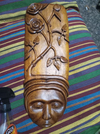 wood carved mask wall art 